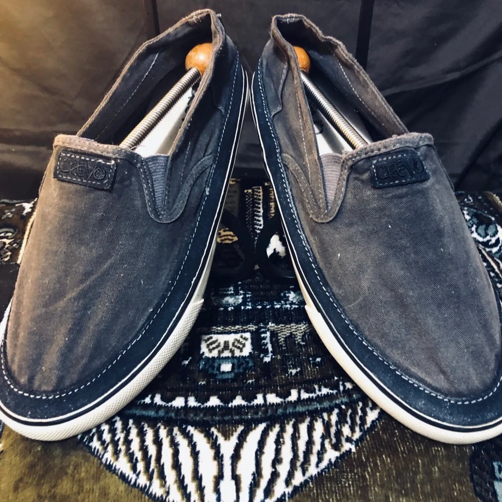 Crevo Gray Canvas Slip-On Loafers